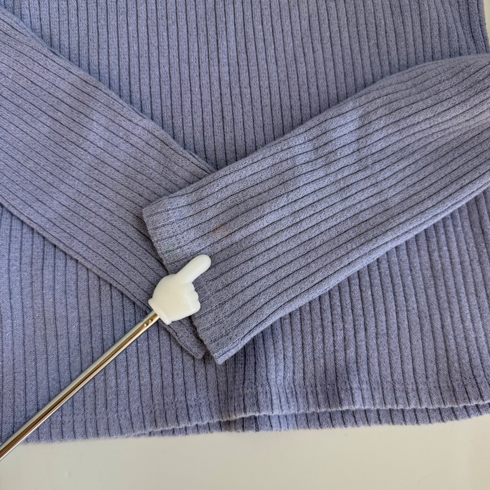 Janie and Jack Girls Ribbed Puff Sleeve Sweater Top Lavender Shimmer Preppy 8 - Picture 11 of 14